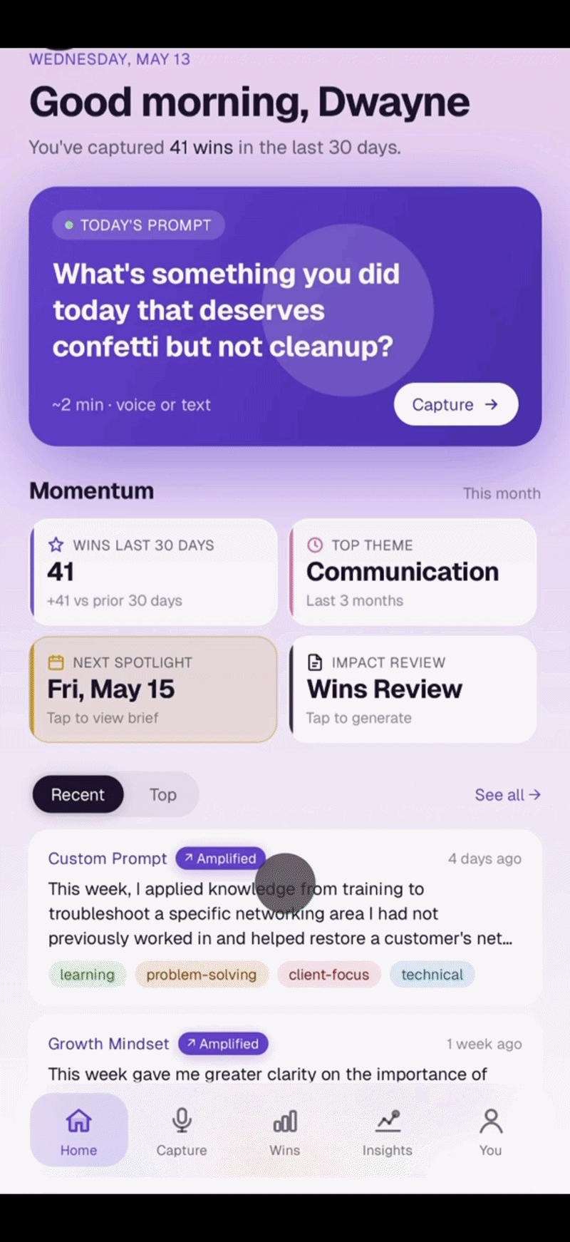 Tap to record a win